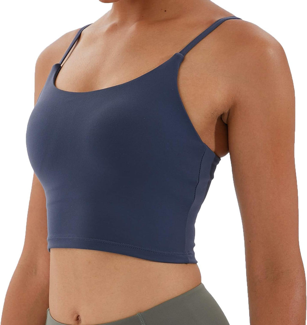 Women's Strappy Stretch Sports Bra Longline Yoga Tank Top Fitness Bra Workout Camisole Crop Tops for Teen Girl