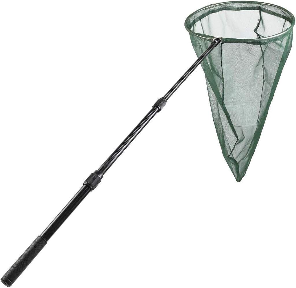 Professional Insect and Butterfly Net with 14" Stainless Ring, 26" Net Depth, Strong Aluminum Telescopic Handle Extends to 39", Muslin Banding at the Top