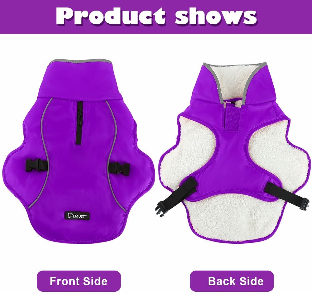 EMUST Dog Winter Coat, Waterproof Fleece Dog Jacket Winter for Small Dogs
