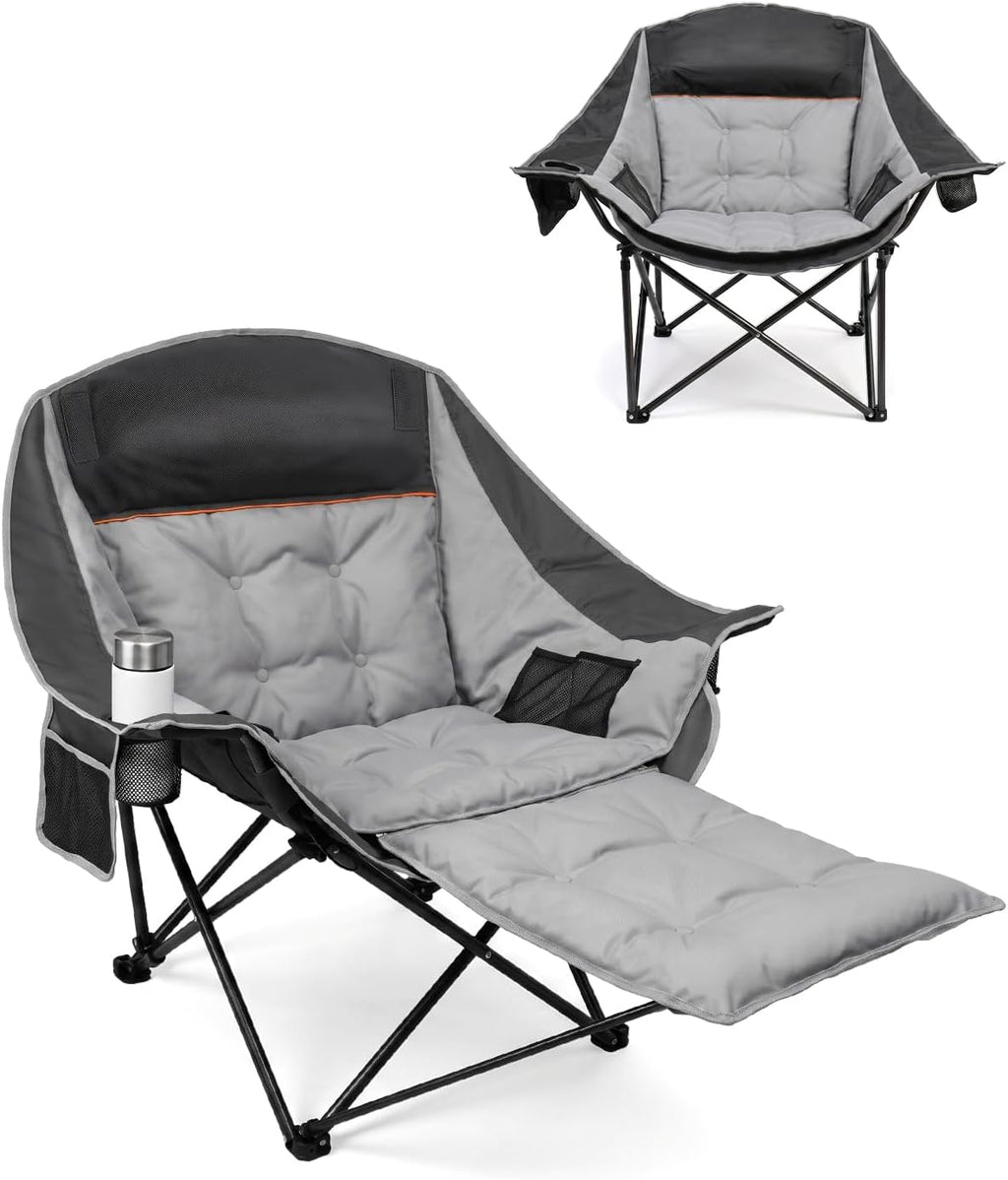 HOPERAN Oversized Camping Chair with Foot Rest, 500lbs Padded Lawn Chairs