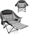 HOPERAN Oversized Camping Chair with Foot Rest, 500lbs Padded Lawn Chairs