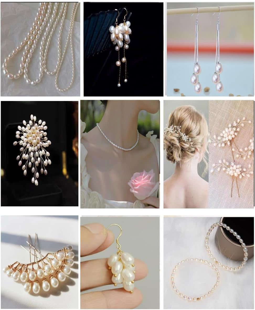 50 Pcs Real Pearl Beads for Jewelry Making AAA 7-8 mm Non-Porous Natural Pearls Beads Real Freshwater Pearls Oval Pearl Bead Loose Gemstone Bead Gift for Mother's Day.,DIY Gifts.