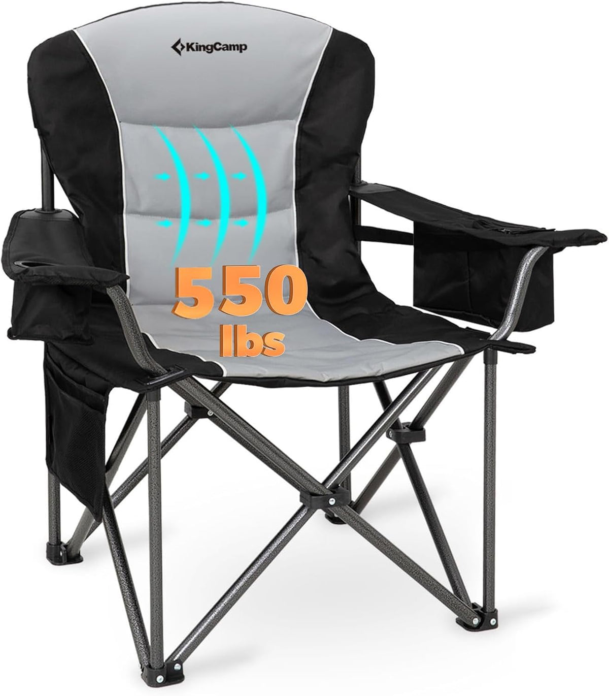 KingCamp Oversized Camping Chair, 550lb Heavy Duty with Lumbar Support