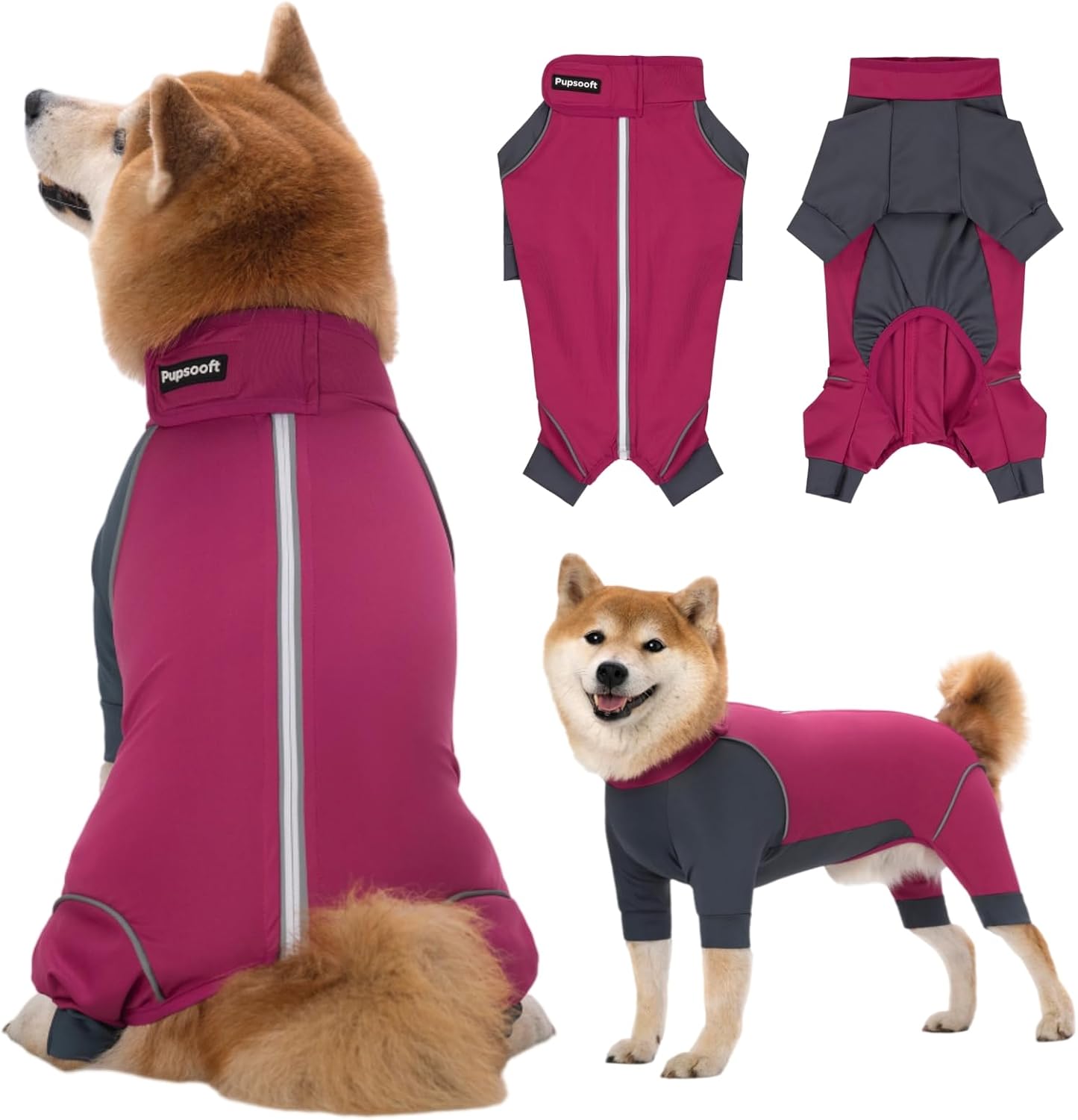 Outdoor Dog Body Suit, Water-Repellent & Dirt-Proof Dog Jumpsuit with Elastic Fit & Reflective Trims, Shedding Control, All-Weather Protection for Recovery Dogs Apparel (Meteorites, XX-Large)