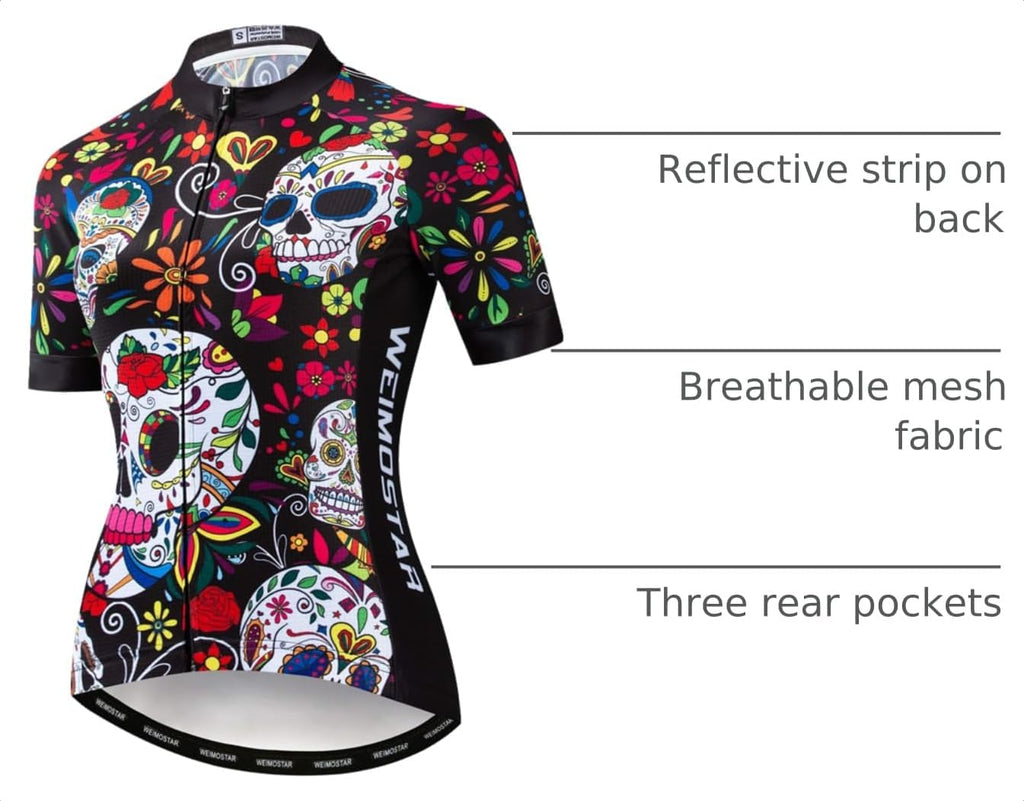 JPOJPO Womens Cycling Jersey,Bike Shirt Quick-Dry Breathable Reflective S-2XL Tops