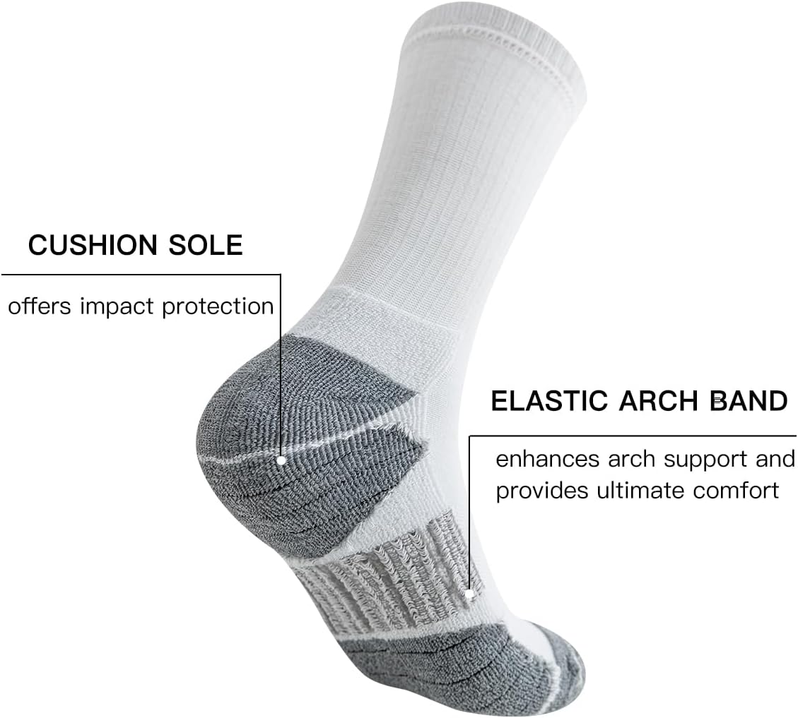 JOYNÉE 8 Pairs Mens Athletic Crew Socks Cushion Running Work Breathable Outdoor Socks for Men