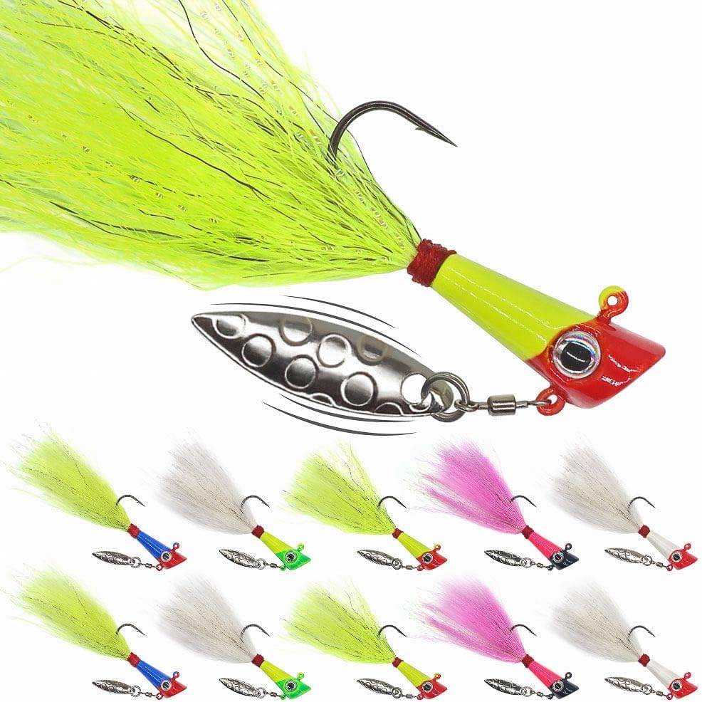 Shad Darts Fishing Lures Dart Head Jig Underspin Bucktail Hair Jigs Head for American Shad Bass Walleye Crappie Panfish 1/16oz 1/8oz 1/32oz 1/4oz 25 Pack