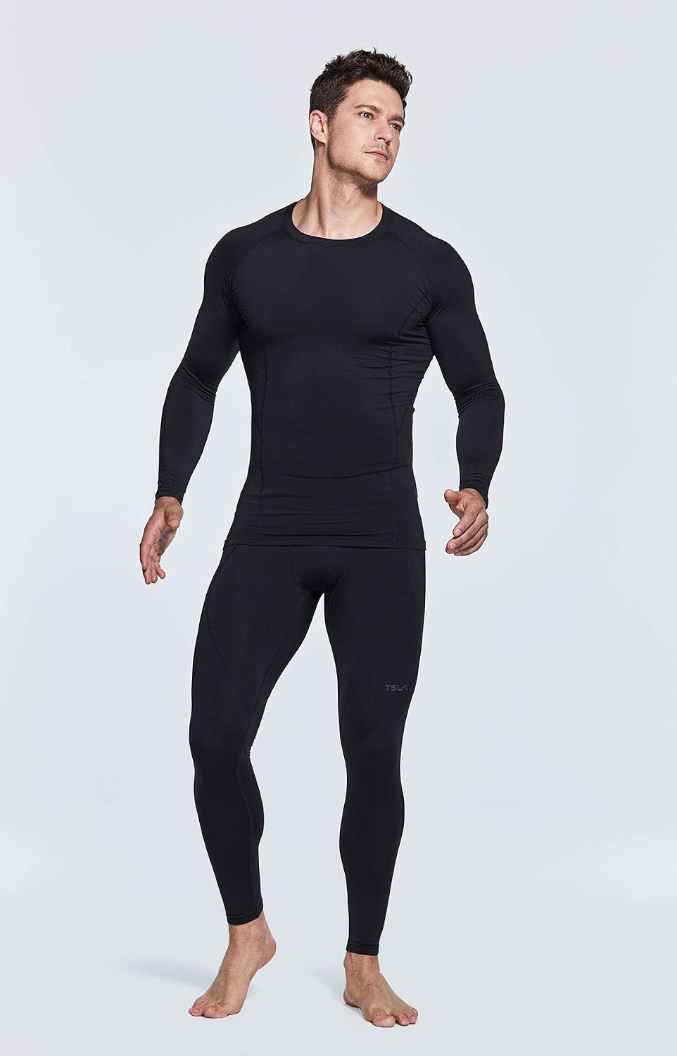 TSLA Men's Thermal Long Sleeve Compression Shirts, Athletic Base Layer Top, Winter Gear Running T-Shirt