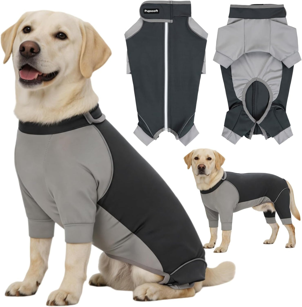 Outdoor Dog Body Suit, Water-Repellent & Dirt-Proof Dog Jumpsuit with Elastic Fit & Reflective Trims, Shedding Control, All-Weather Protection for Recovery Dogs Apparel (Meteorites, XX-Large)