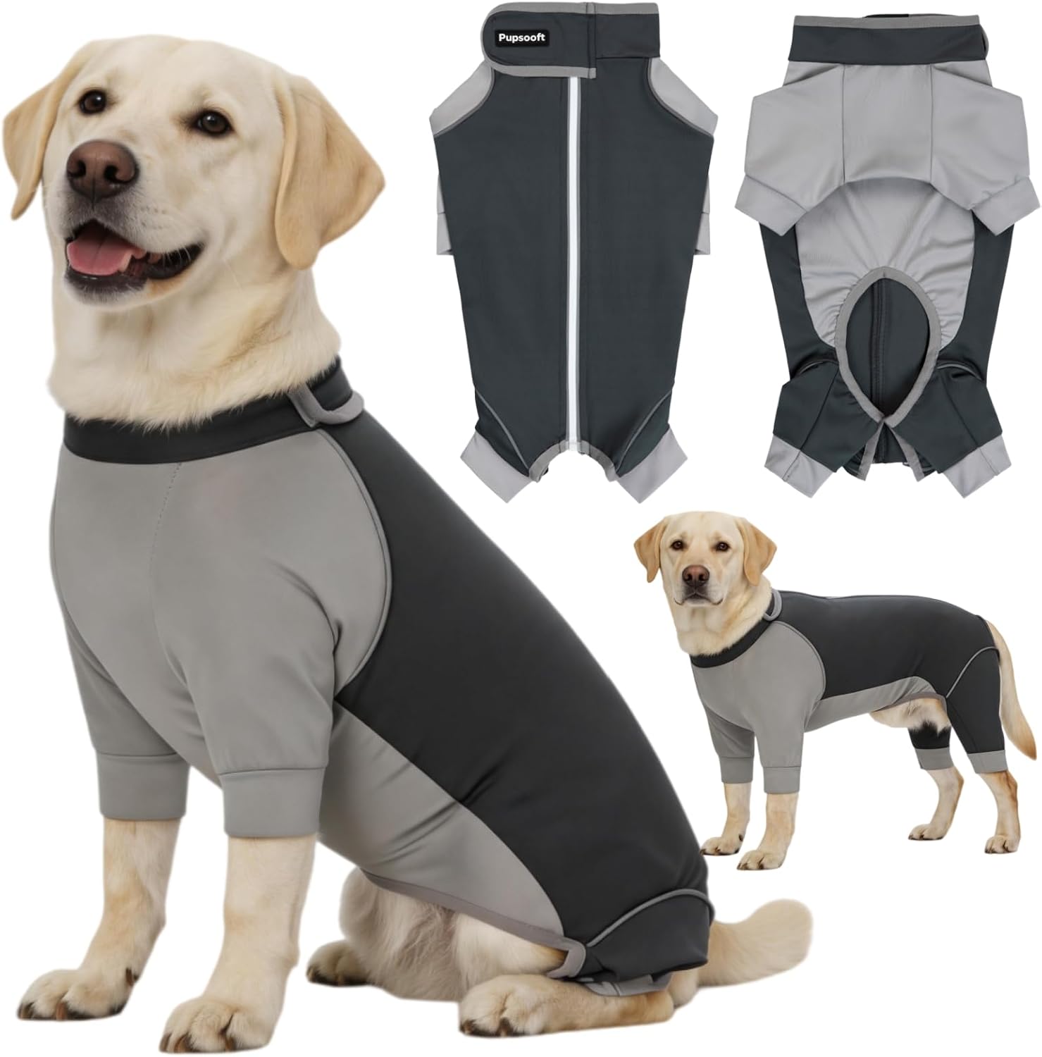 Outdoor Dog Body Suit, Water-Repellent & Dirt-Proof Dog Jumpsuit with Elastic Fit & Reflective Trims, Shedding Control, All-Weather Protection for Recovery Dogs Apparel (Meteorites, XX-Large)