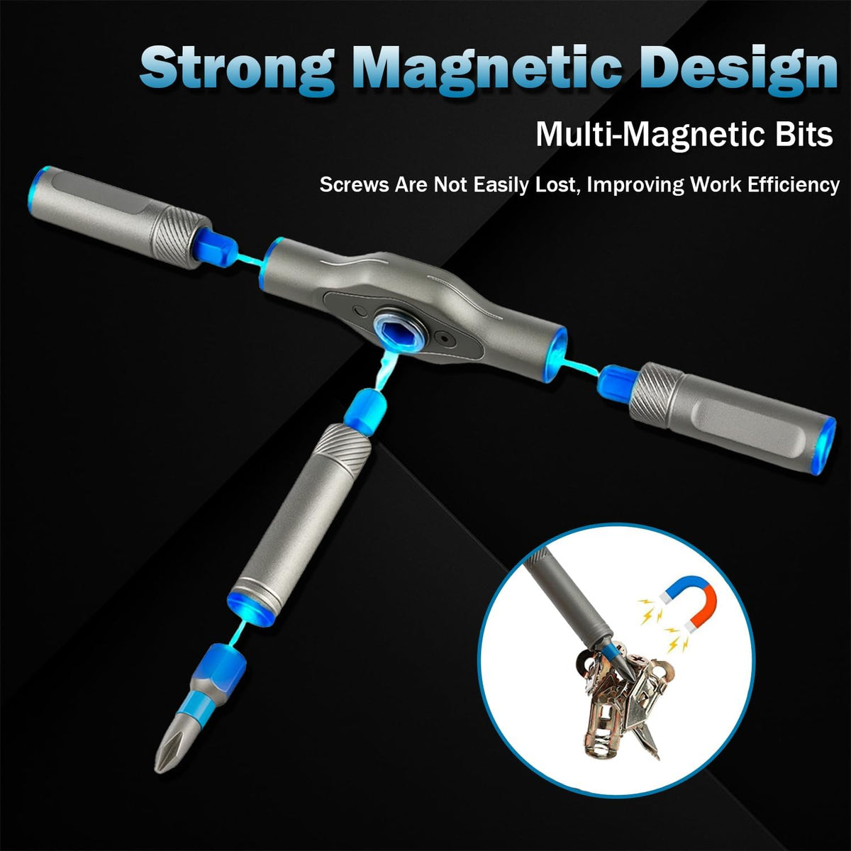 24 in 1 Magnetic Ratchet Screwdriver Set with T-Handle for Home Repair