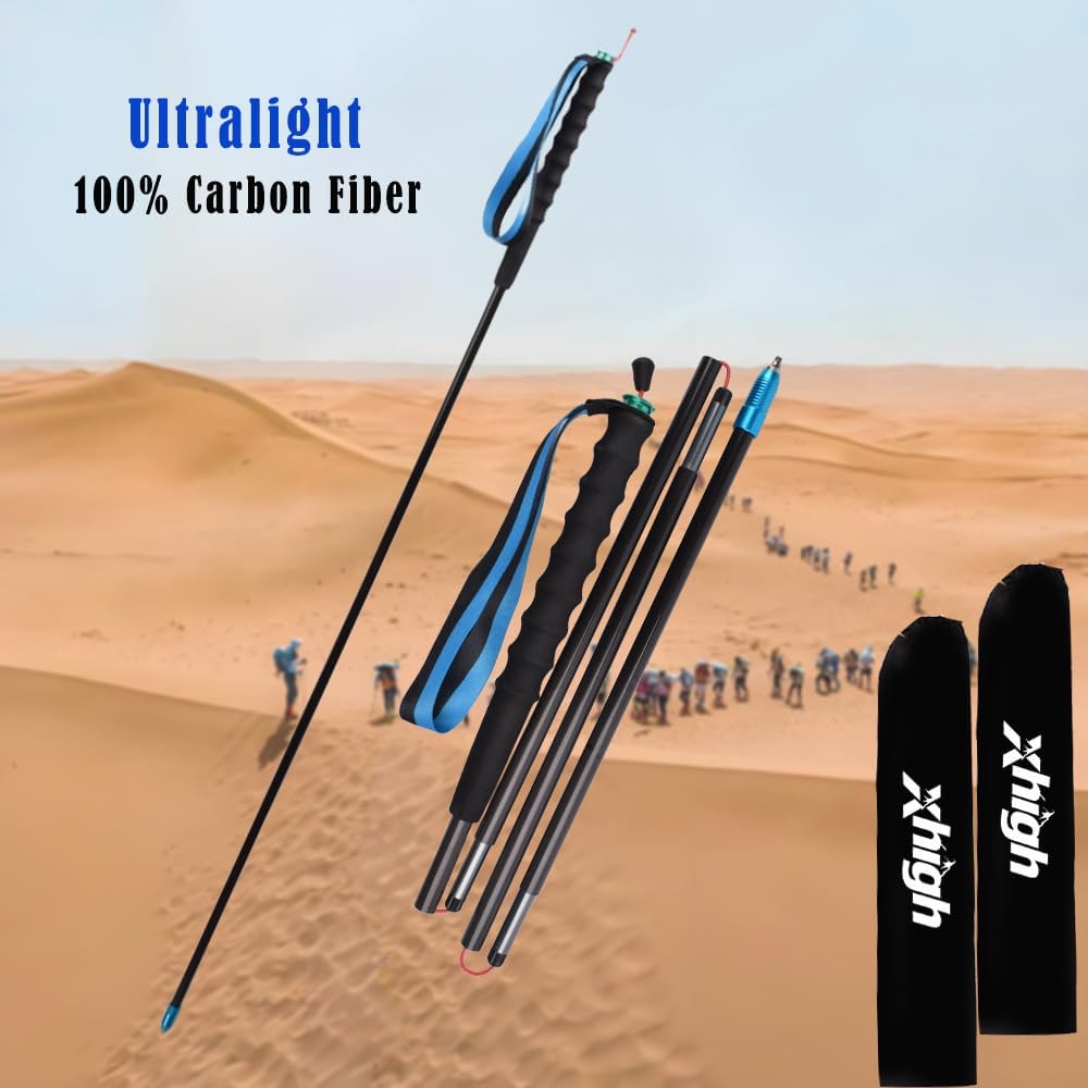 Ultralight Carbon Fiber Trekking Poles 2-Pack,Z-Pole Design Trail Running,Foldable Pair Fixed Length, Ultra Lightweight High-Density for Hiking, Running & Walking