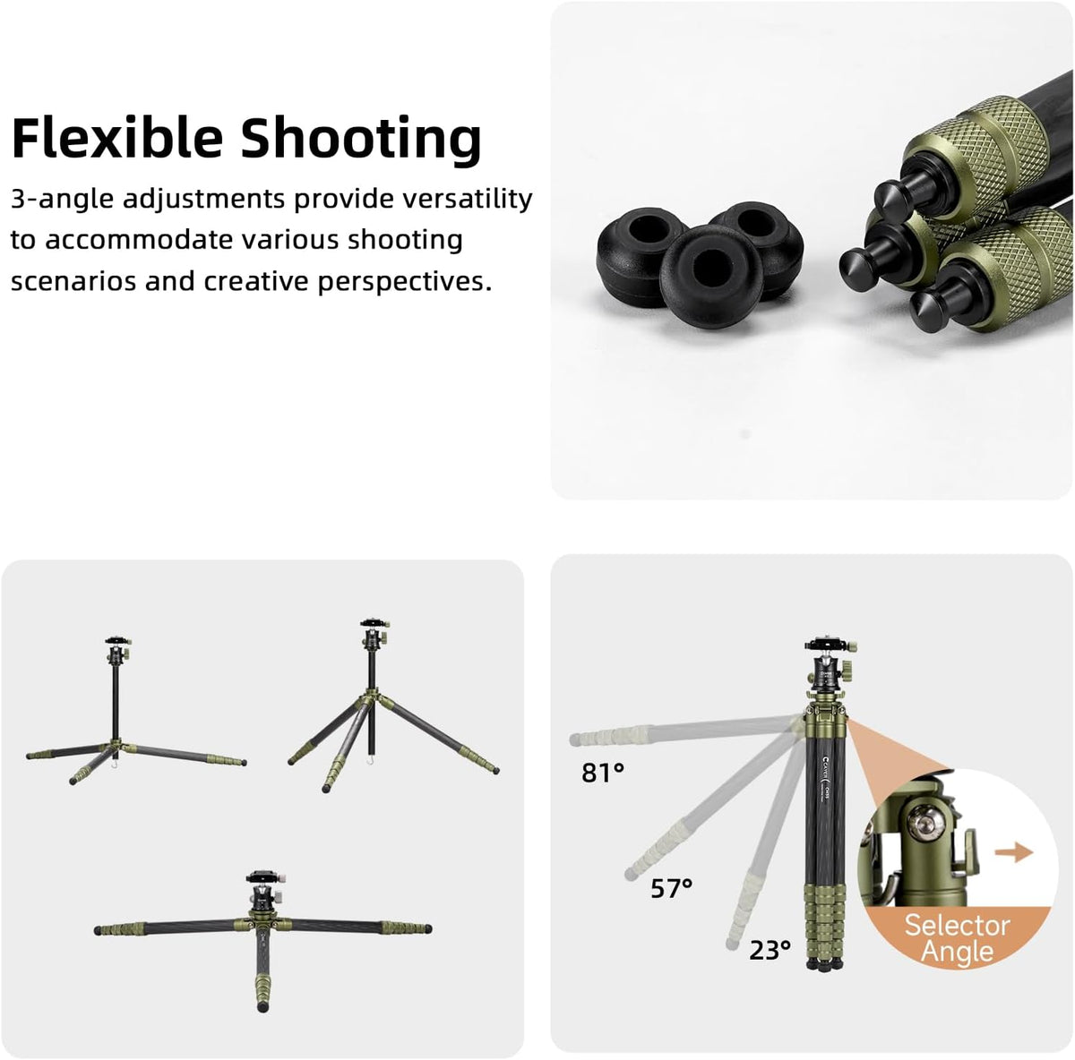 Cayer CH35 Travel Tripod, 53.6" Carbon Fiber Tube with Compact Ball Head