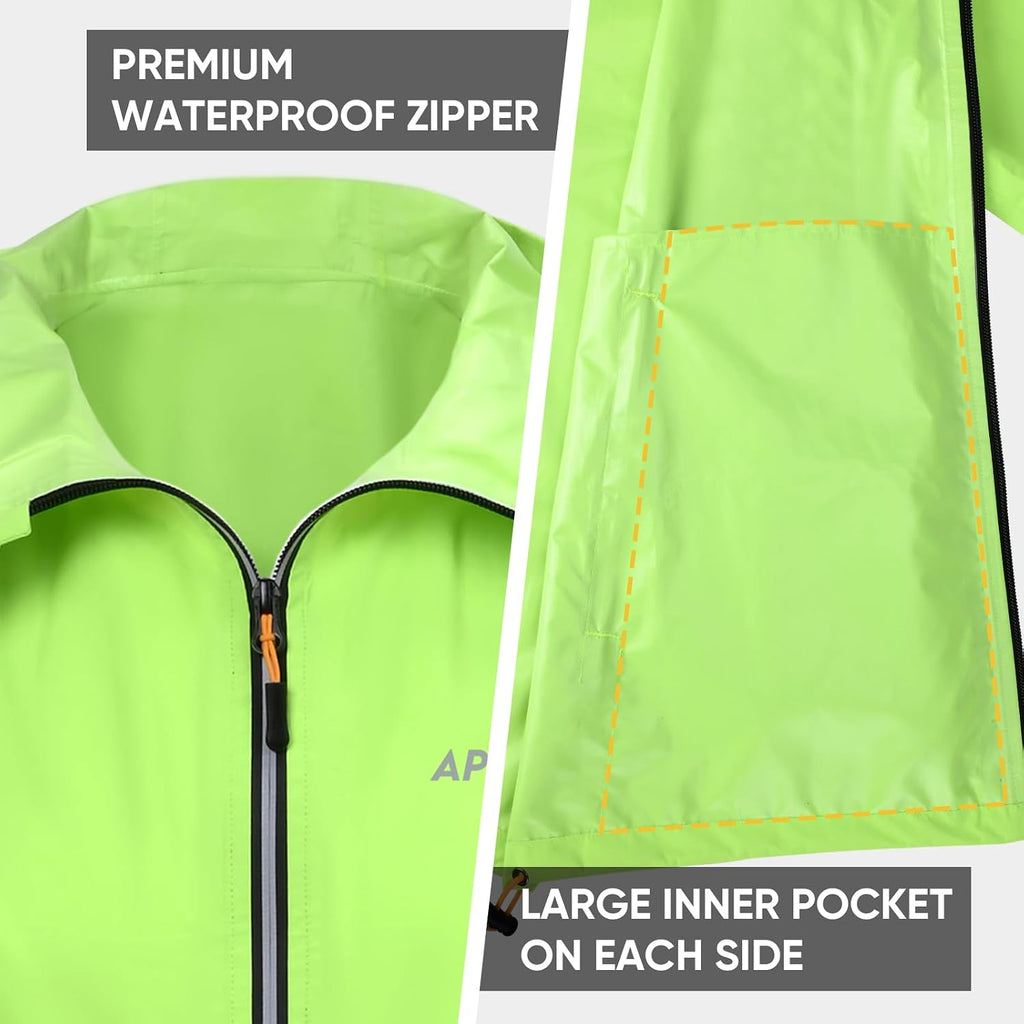 APEXUP Packable Rain Jacket Men Waterproof Lightweight Raincoat with Hood