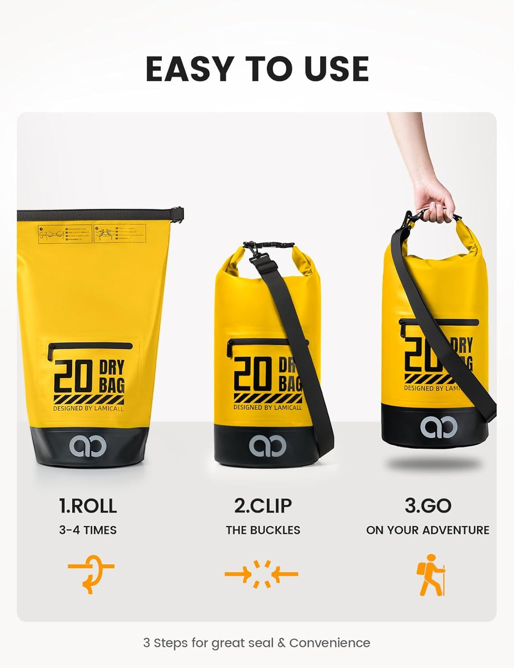Lamicall Dry Bag Waterproof Backpack with Phone Pouch 5L/10L/20L/30L/40L