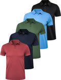 OYGSieg 5 Pack Polo Shirts for Men Short Sleeve Collared Golf Polos