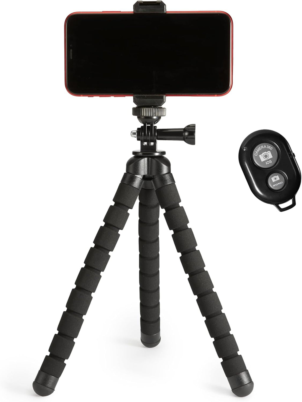 Amazon Basics 64-inch Extendable Tripod for iPhones and Smartphones, Selfie Stick Mode and Phone Tripod Mode, Black