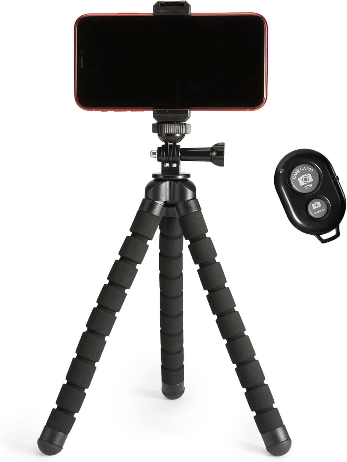Amazon Basics 64-inch Extendable Tripod for iPhones and Smartphones, Selfie Stick Mode and Phone Tripod Mode, Black