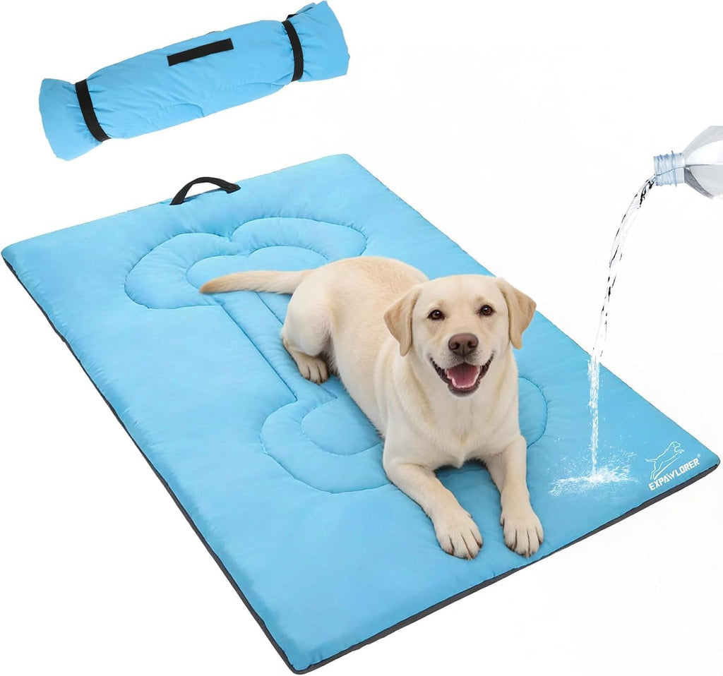 EXPAWLORER Outdoor Travel Dog Bed, Portable Waterproof Reversible Camping Durable Dog Pad, Easy to Roll Up with Buckle Large Washable Pet Mat for Medium Large Dogs Puppy Cats Sleeping Outside 35"x51"