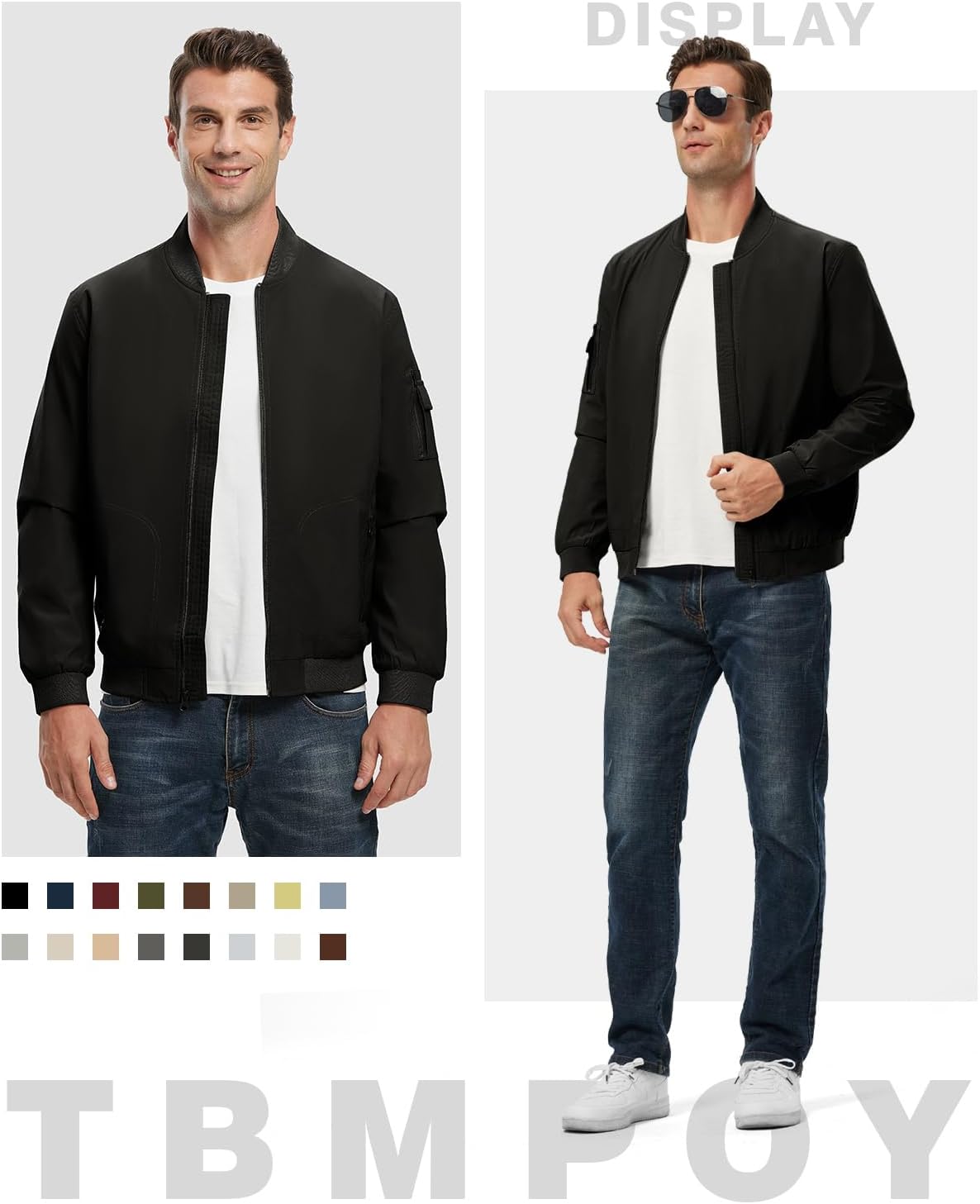 TBMPOY Men's Lightweight Jackets Casual Dress Golf Bomber Windbreaker Fall