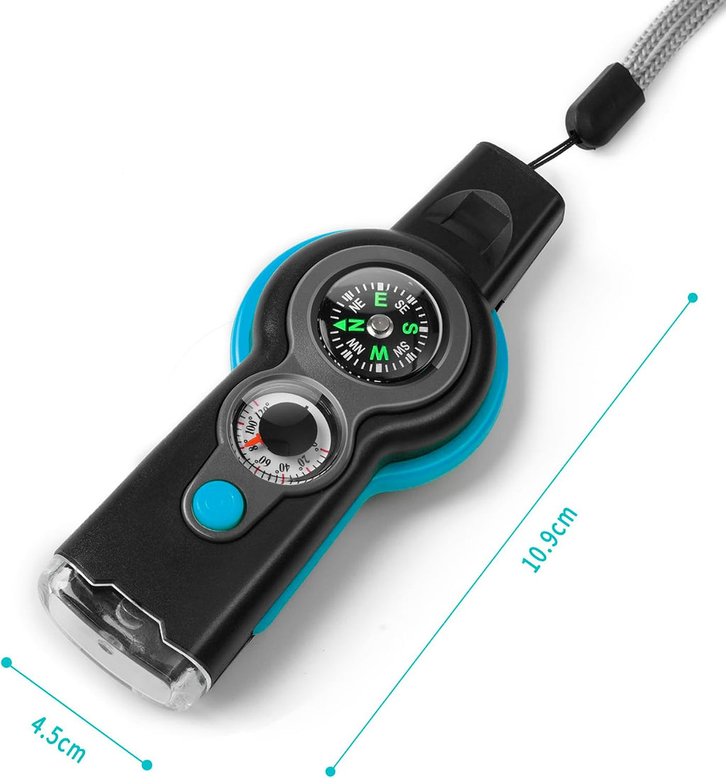 Emergency Survival Function Whistle, Outdoor Multifunctional Tool Safety Whistle with Lanyard, Ideal for Kayaking, Boating, Hiking, Camping, Climbing, Hunting,Rescue Signaling