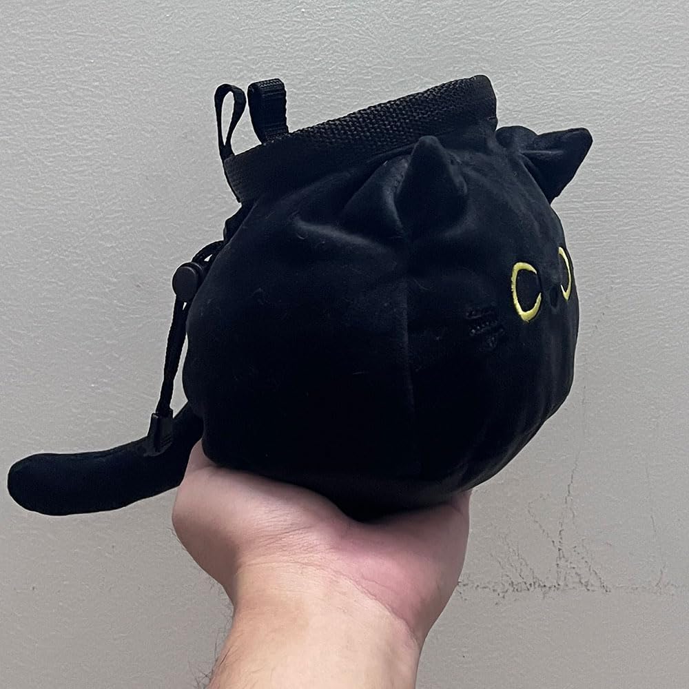 Black Cat Chalk Bag Rock Climbing Chalk Bag Suitable Bouldering Gym Indoor & Outdoor Climbing with Adjustable Belt