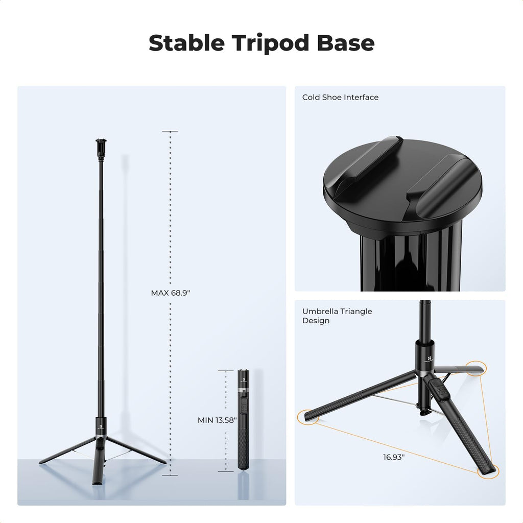 K&F CONCEPT 69" Pop Open & Quick Fold Phone Tripod