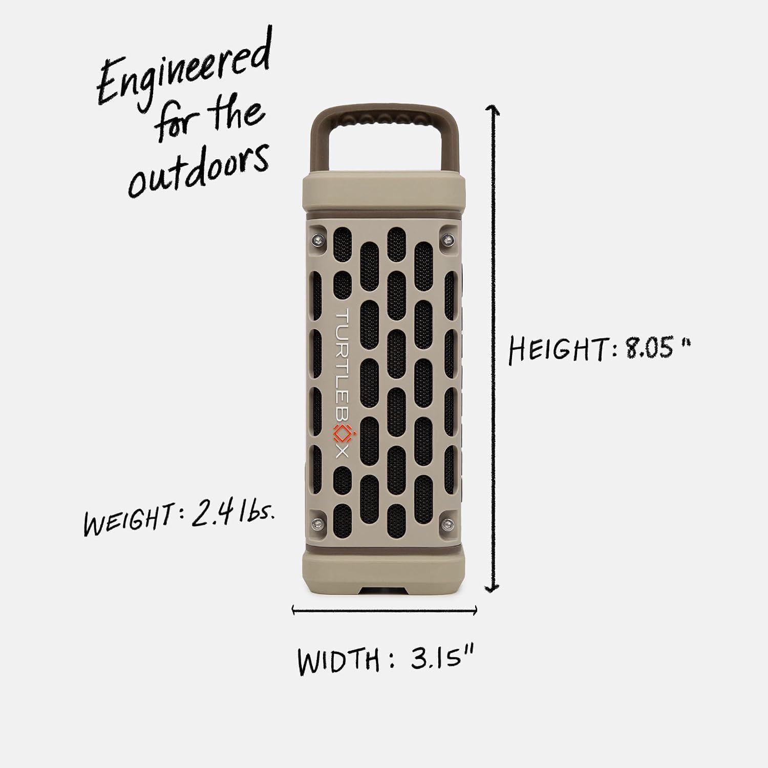 Turtlebox Ranger, Ultra-Portable Bluetooth Speaker, Waterproof, Tan