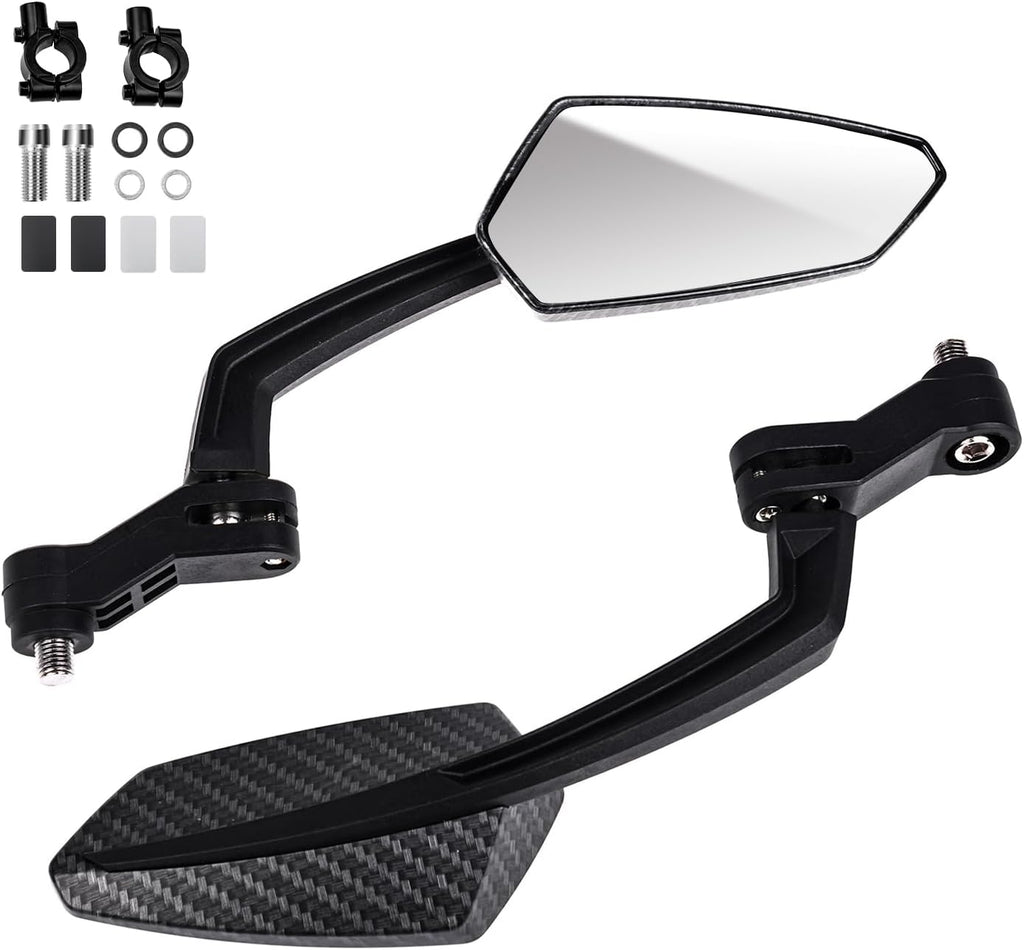 Zycle Bike Mirrors, EBike Mirrors for Handlebars, 360° Adjustable Bicycle Rear view Mirror, 22.2mm Diameter Universal Bike Accessories, 1 Pair, Black