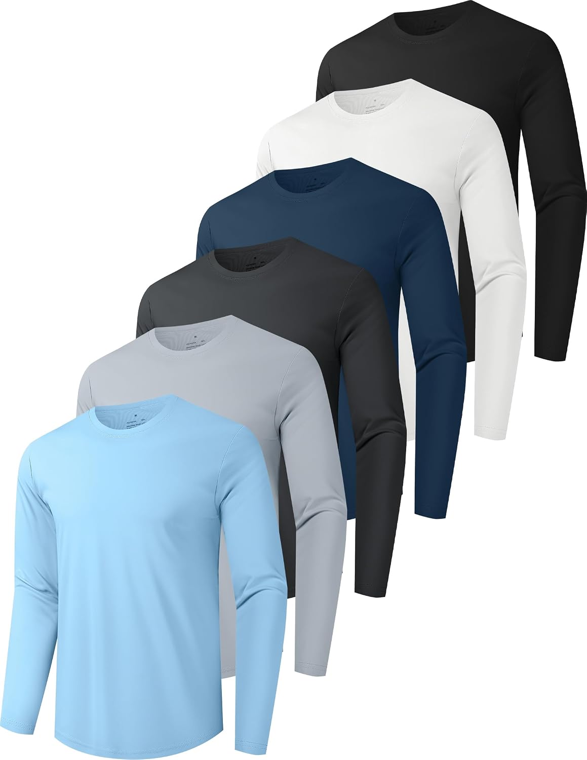 OYGSieg 6/7 Pack Men's Quick Dry Long Sleeve UPF50+ Sun Shirts
