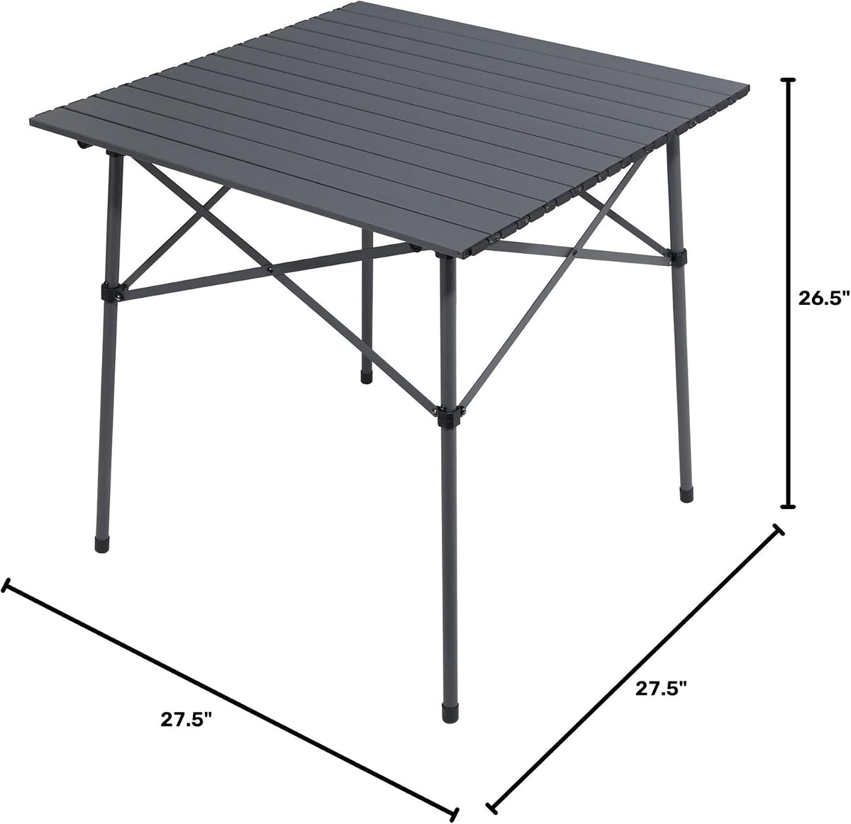 Portal Lightweight Aluminum Folding Square Table Roll Up Top 4 People Table
