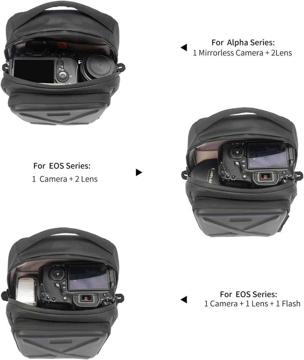 Besnfoto Camera Hard Shell Case Crossbody Camera Sling Bag Small Waterproof Photography Bag for Mirrorless and DSLR Cameras
