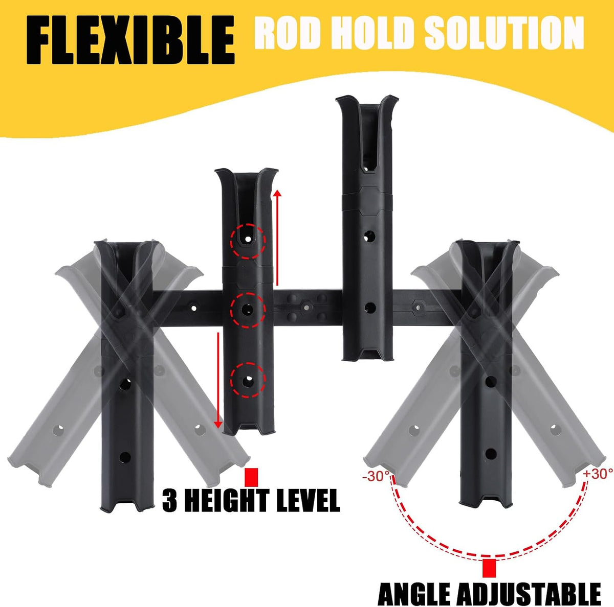 VEXPLO Wall-Mounted 4 Rod Holder for Boat Golf Cart Garage Truck Bed