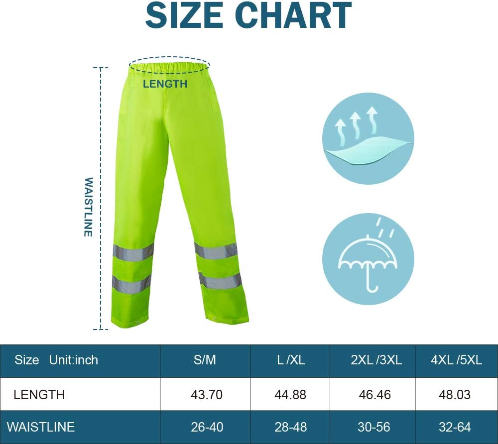 FONIRRA Class 3 High Visibility Rain Suit With Collapsible Hood Lime Reflective Safety Waterproof Worker Jacket & Pants (L/XL Yellow)