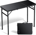 Folding Camping Table, 34.2"x15.7" 3 Adjustable Height Max 27.5"
