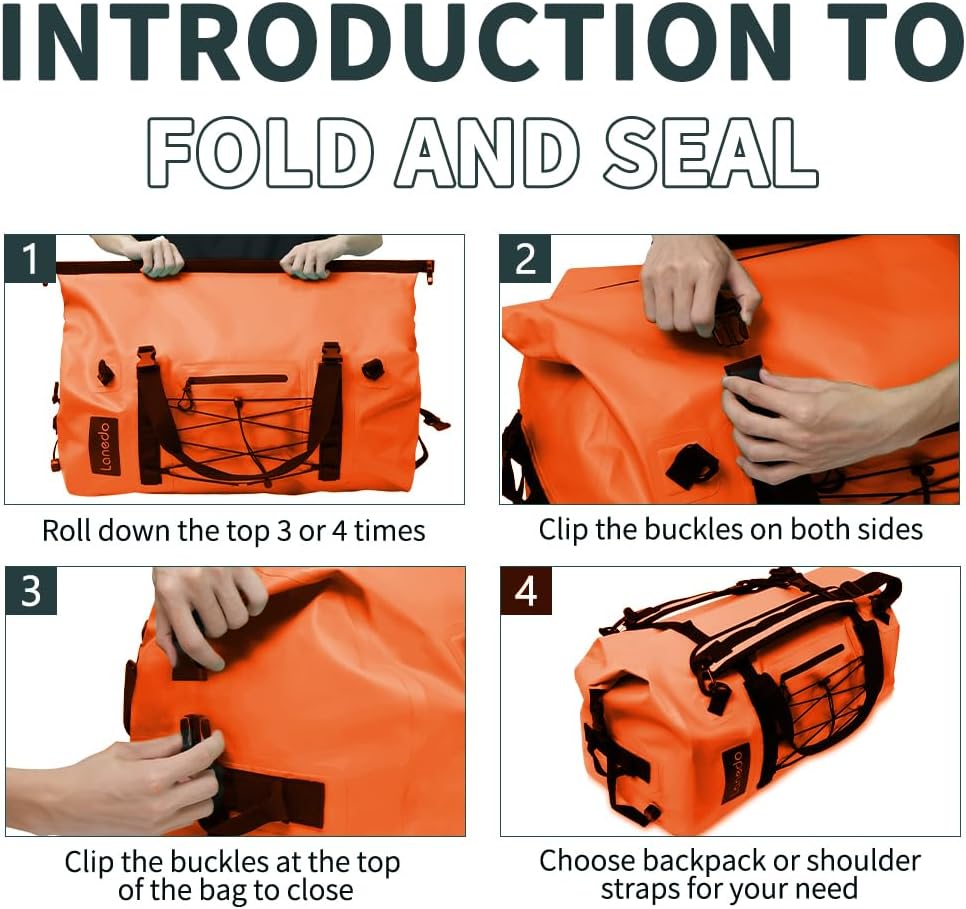 80L Dry Bag Large Waterproof Bag Roll-Top Heavy Duty Fishing Duffel Bag with Durable Straps & Handles for Kayaking Paddle boarding Boating Rafting Fishing