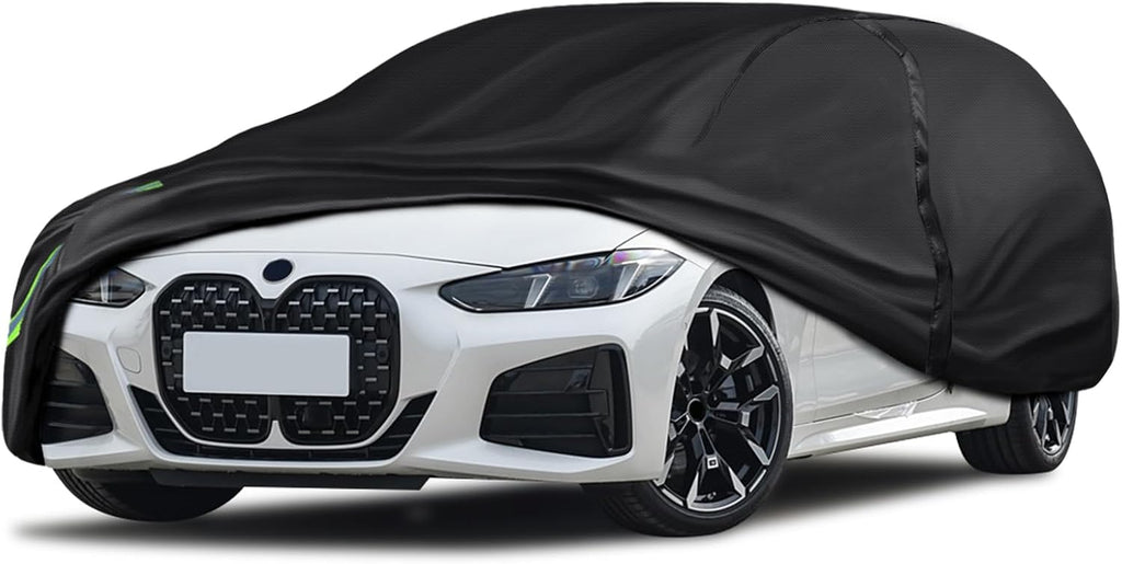 16-Layer 600D Heavy Duty Universal Full Car Cover for Outdoor & Indoor Use - All Weather Sun UV Rain Snow Dust Proof, Waterproof Scratch Resistant, Fits SUVs Body Length 209"-216"/ 17.4-18 ft