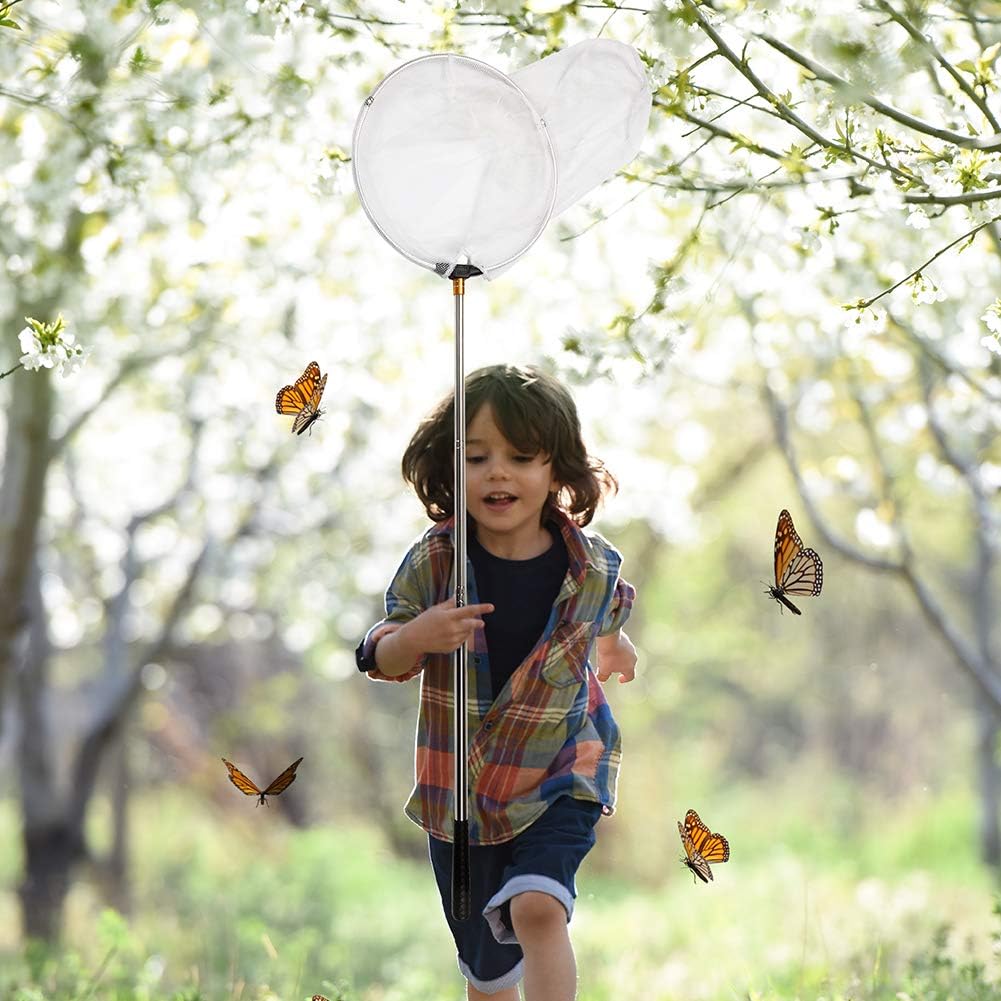 RESTCLOUD Insect and Butterfly Net with 12" Ring, 24" Net Depth, Handle Extends to 59 Inches