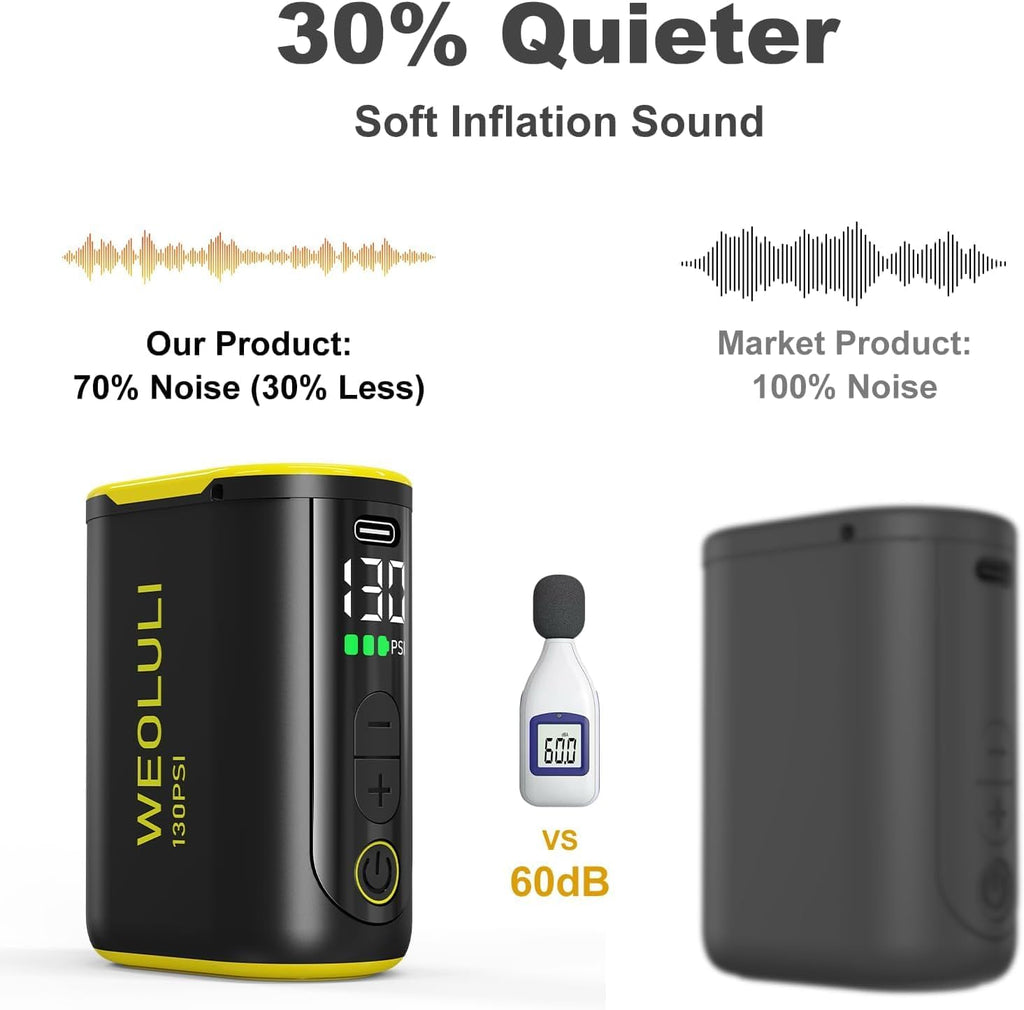 Electric Bike Pump, 130 PSI Mini Bicycle Pump with Digital Pressure Gauge & Auto-Shut-Off, Snap-On Connector for Presta & Schrader Valves,E-Bike, MTB,Road Bike