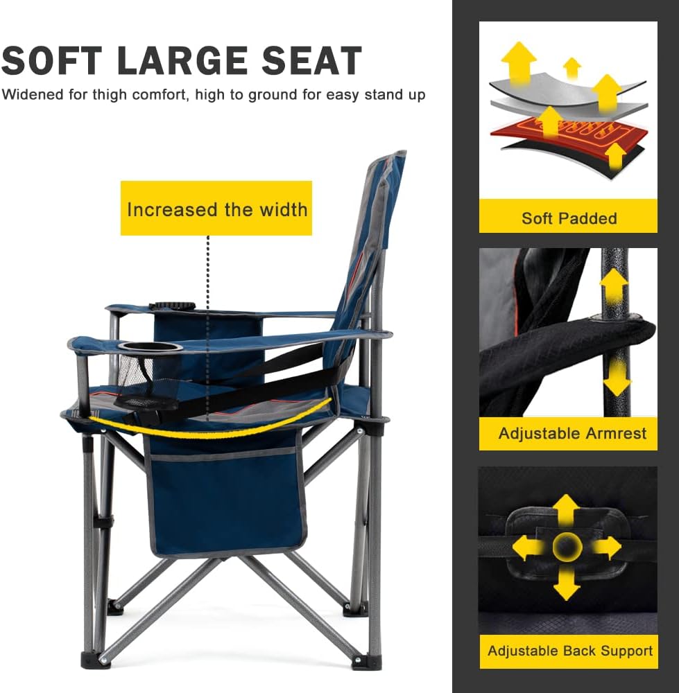 FAIR WIND 2-Pack Padded Oversized Camping Chair Heavy Duty for Adults