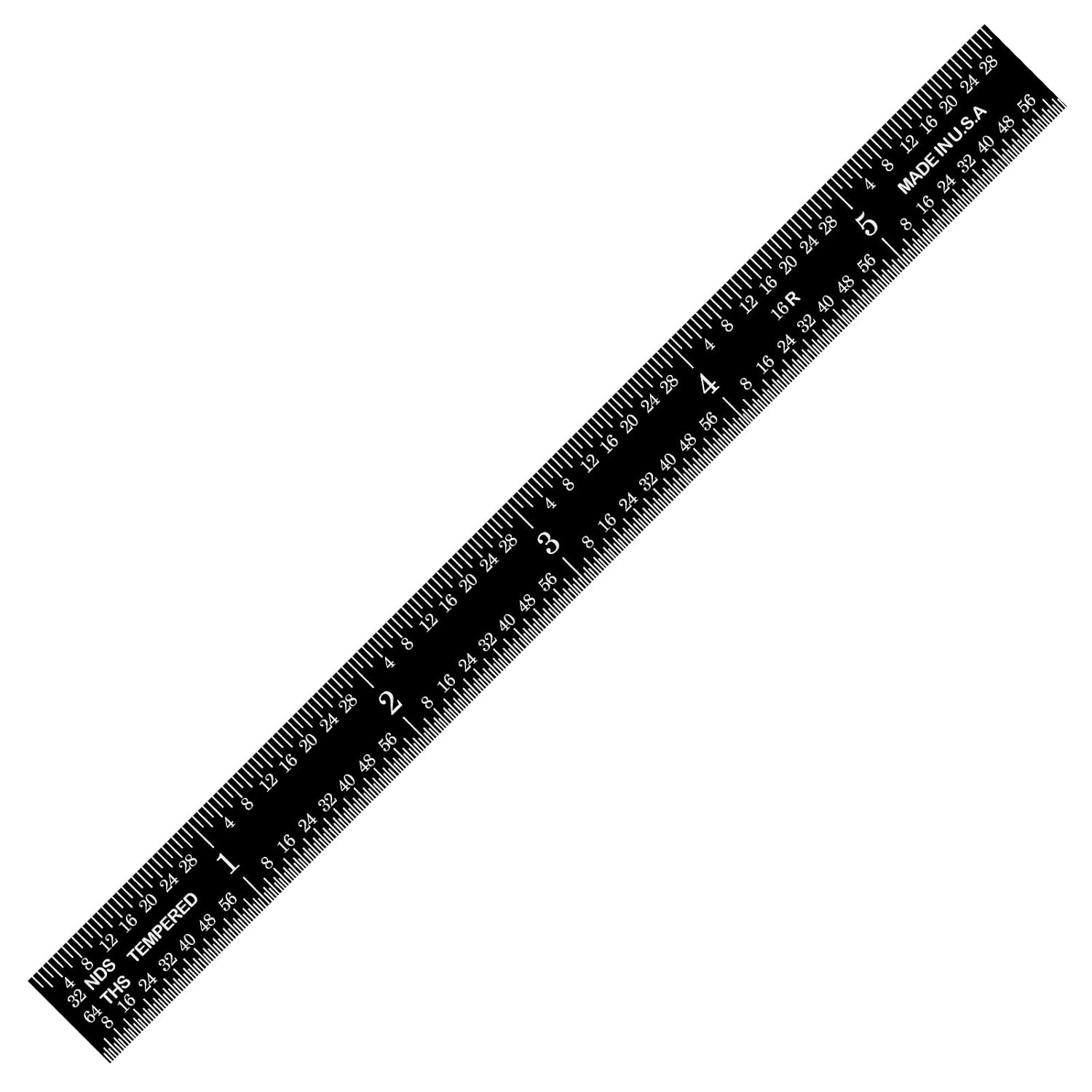 PEC Tools 24" Flexible Metal Ruler, Stainless Steel with Black Chrome Finish, High Contrast,16R Graduation (1/32", 1/64", 1/50", 1/100"), Easy to Read Machinst Rule for Professionals, Made in USA