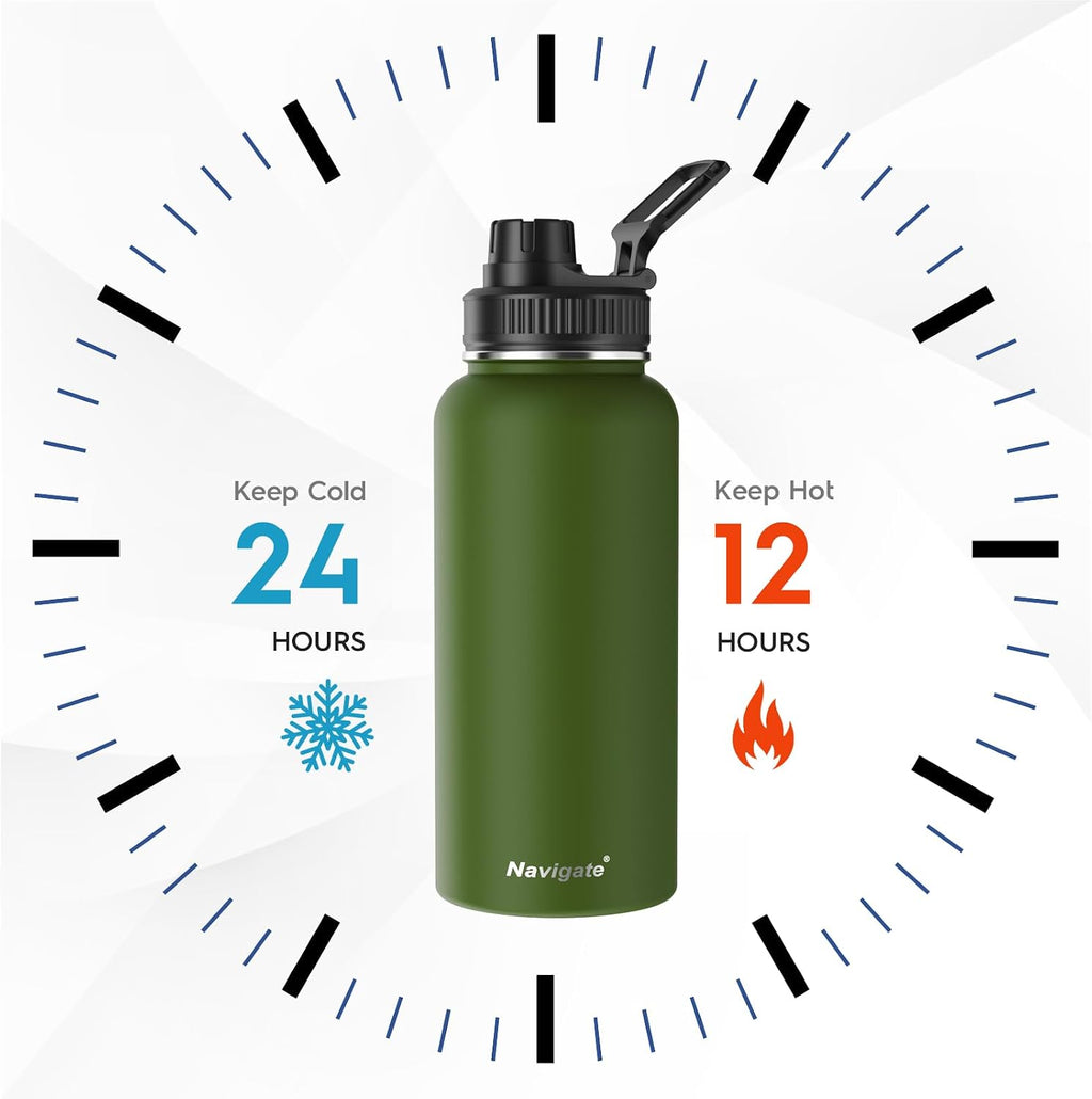 Navigate 32oz Insulated Water Bottle for Sports, Keep Cold 24H