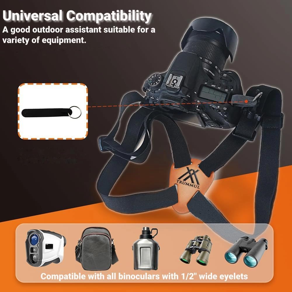 Binocular Harness Strap Best Chest Harness Strap for Hunters Photographers and Golfers (Black)