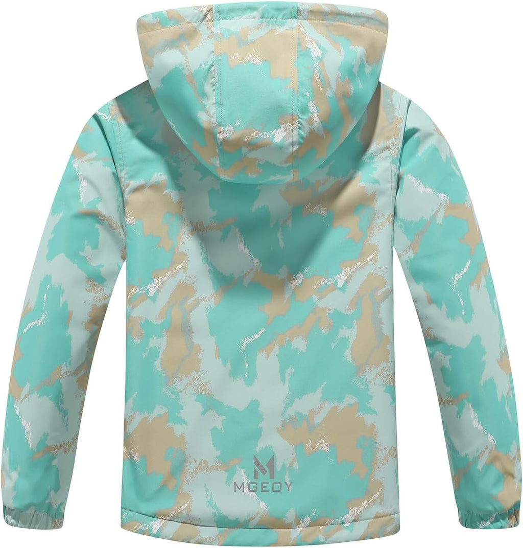 MGEOY Kids Rain Jacket, Waterproof Lightweight Hooded Windbreaker for Boys Girls 4-16Y