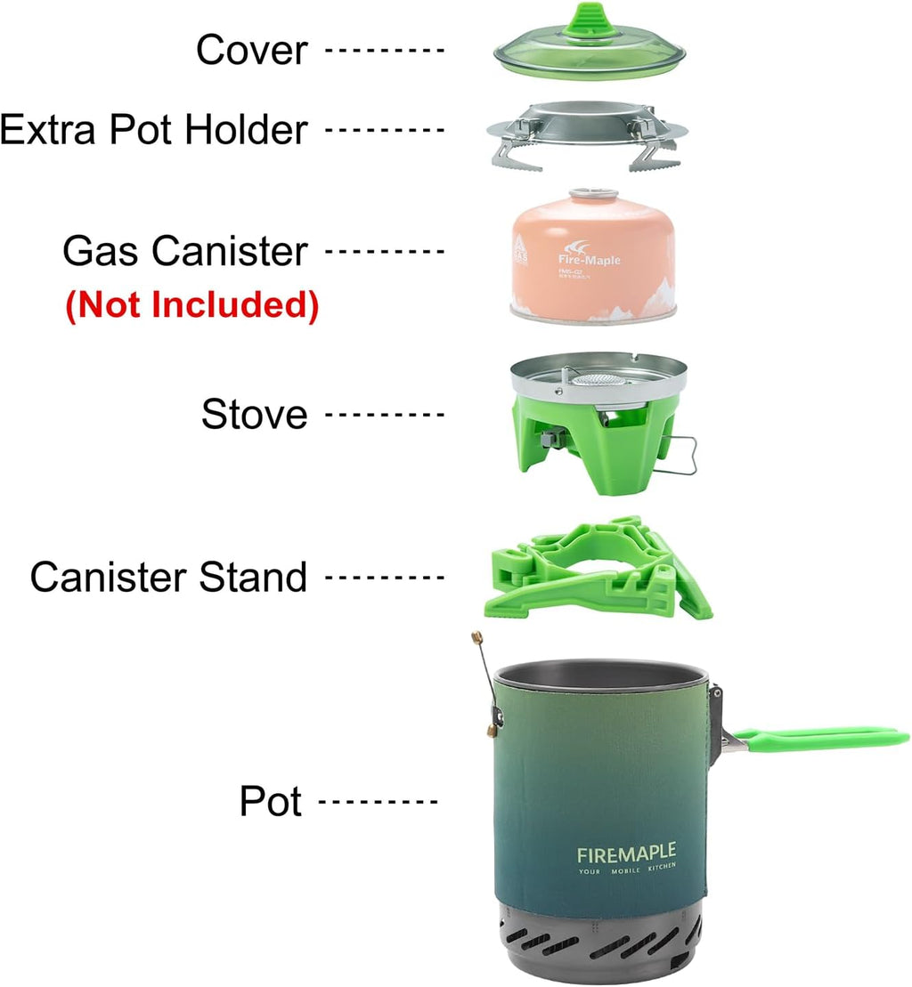 Fire-Maple Fixed Star X2 Backpacking Camping Stove System, Green Ombre