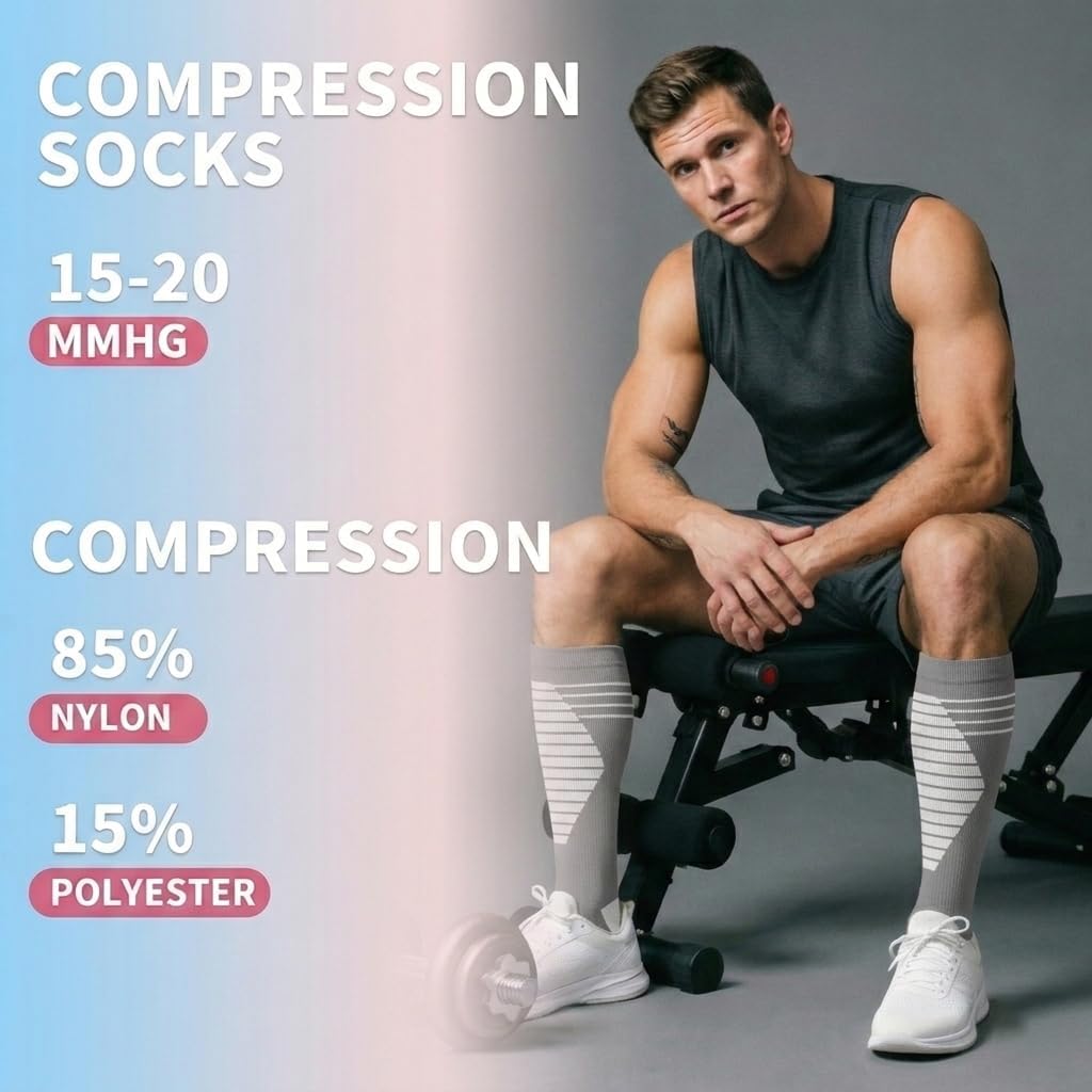 Sooverki Compression Socks for Women & Men 6 Pairs is Best Supportive Knee High Stockings for Circulation, Travel, Nurses