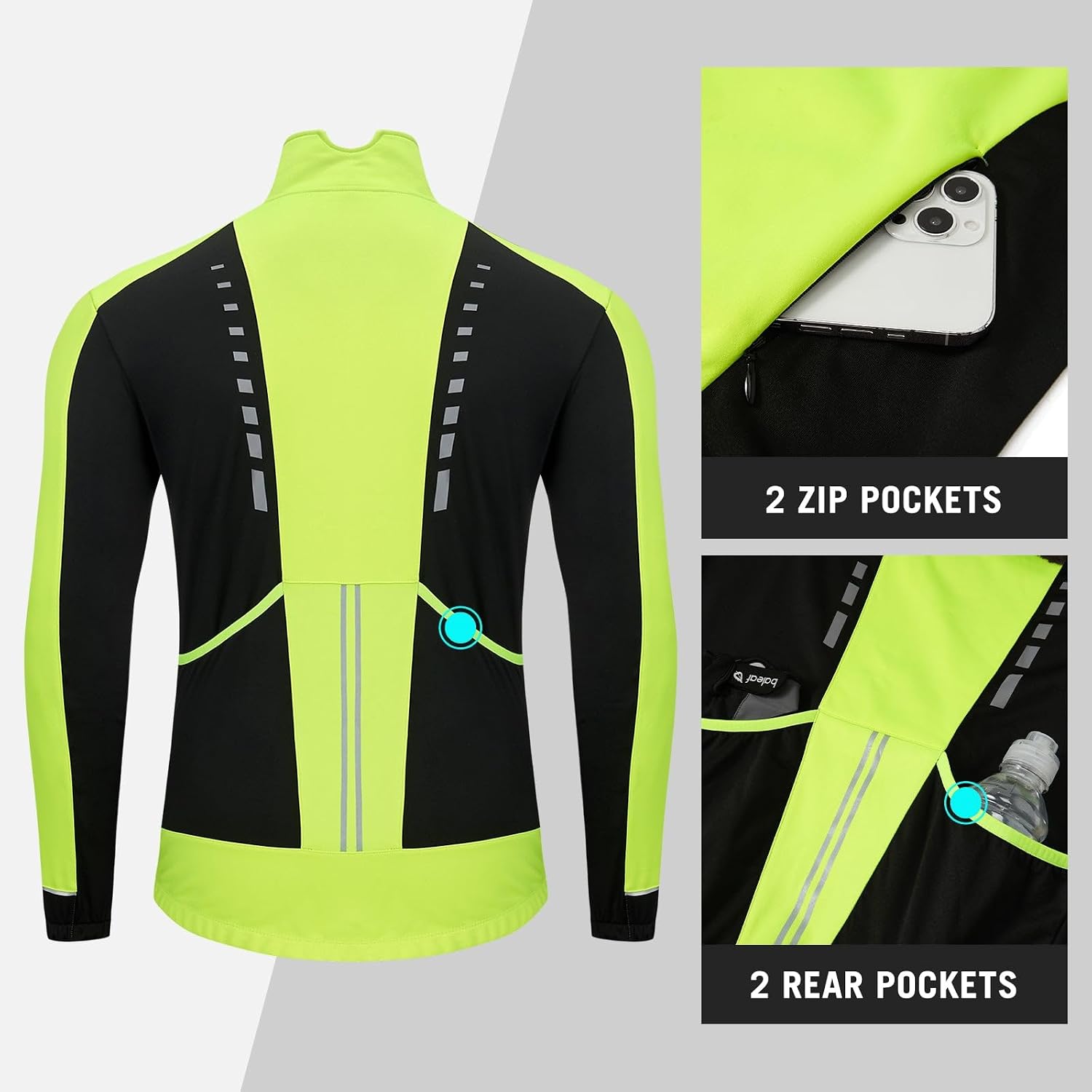 baleaf Men's Cycling Winter Jacket Windproof Softshell Thermal Warm Pockets
