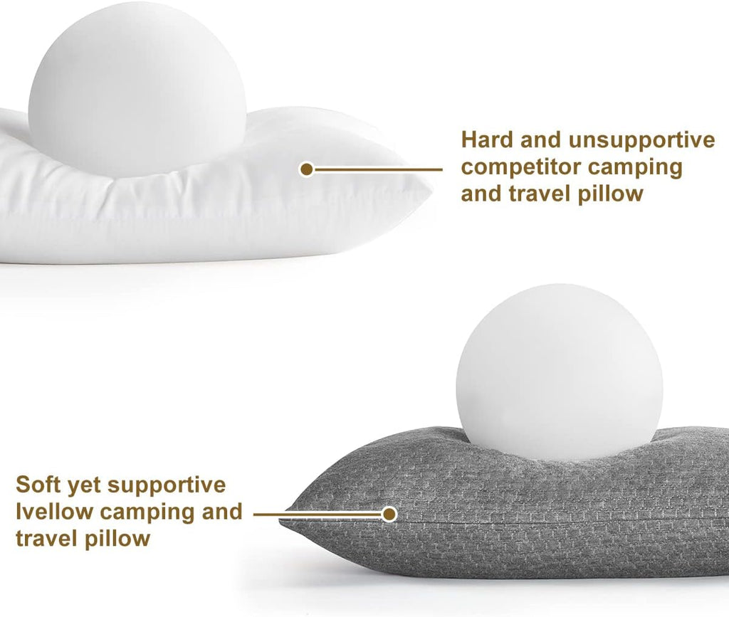Ivellow Travel Pillow, Camping Pillow for Sleeping, Shredded Memory Foam