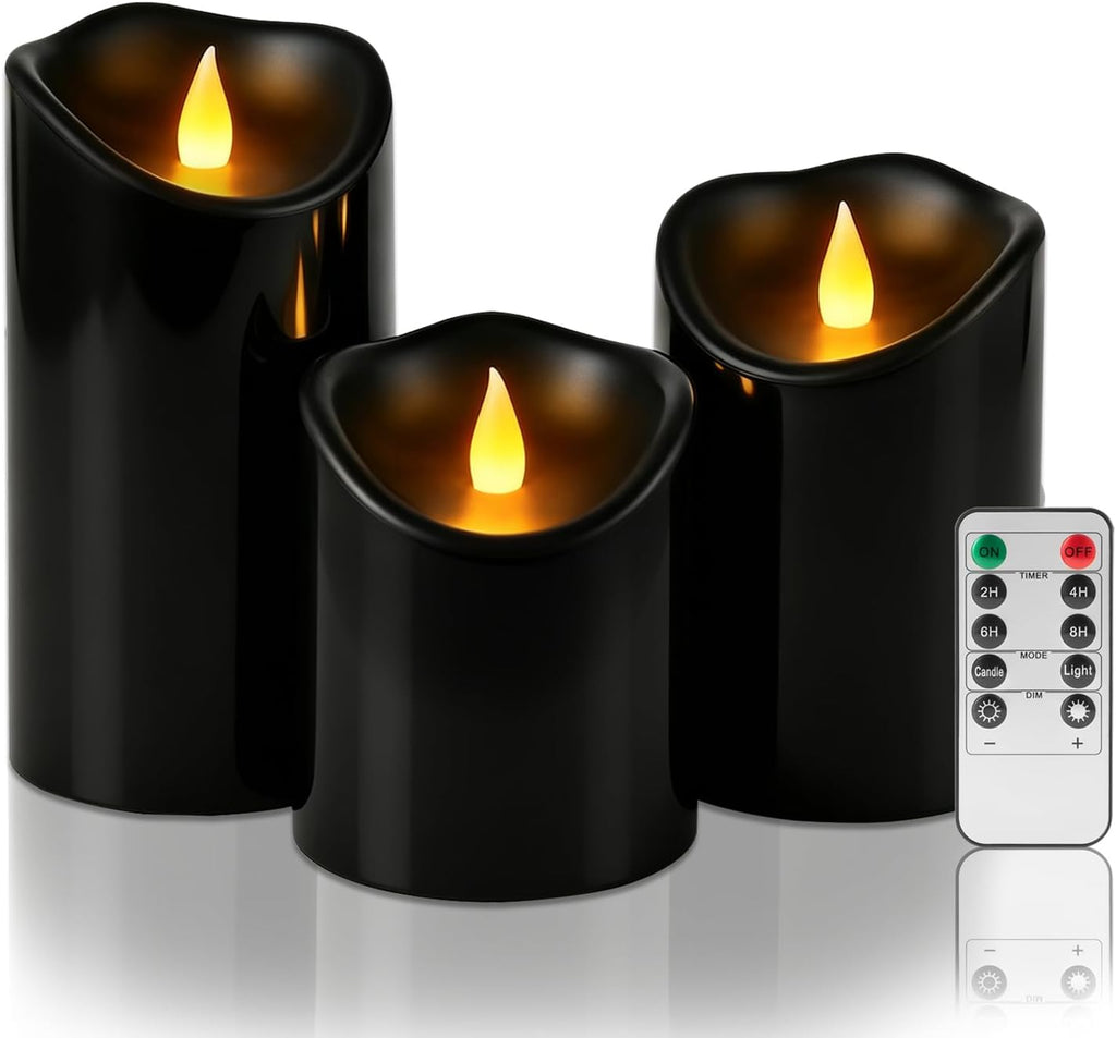 Flameless Candles Set of 6, Realistic Pillars with Cozy Climbing Flame Effect, Plasic Waterproof Outdoor & Indoor Ambiance with 2 Remotes & Timer for Patio Garden Home Decor (Ivory)