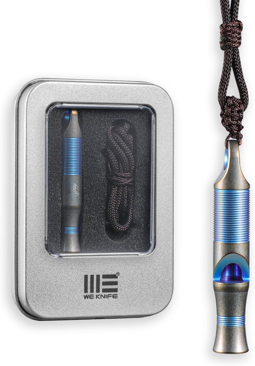 WeKnife Titanium Emergency Whistle Survival Loud, with Paracord